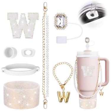 Imagem de Mity rain 8 peças de acessórios de copo branco para copo Stanley Cup 850.5 g 1,134.0 g copo com alça - Inclui adesivo impermeável, alça de alça, topo de palha e bota, tampa à prova de derramamento