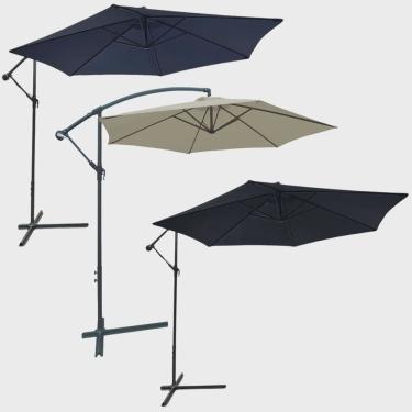 Imagem de Ombrelone Lateral Articulado Alumínio 3,5m Grande Praia Piscina Jardim com Base Importway Iwobl-350