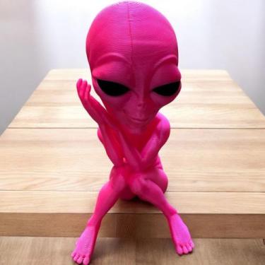 Imagem de Et Alien Extraterrestre Sentado - Enfeite - Decoração Rosa - FLEX3D