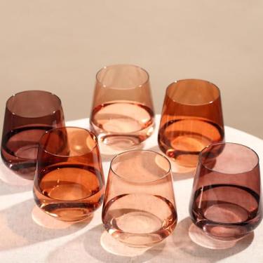Imagem de Conjunto de taças de vinho coloridas sem haste Venus de 170 a 500 ml, vidro colorido de cristal soprado à mão sem haste, copo multicolorido para amantes de vinho, casamento, aniversário, presentes de
