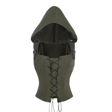 Imagem de Nuoqi Renaissance Corset Tops Women Pirate Bodice Overbust Bustier Corset Hoodie Green, L