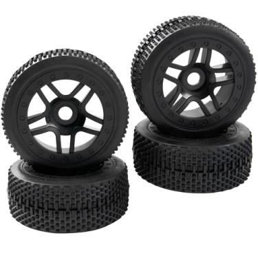 Imagem de 4 peças ShareGoo OD 4,4" 1/8 pneus buggy, jantes de roda de cubo hexagonal de 17 mm e conjunto de pneus de borracha compatível com Redcat Teamc Losi HPI Kyosho HSP Hobao Arrma 1/8 Off Road Buggy Car (Estilo 2)