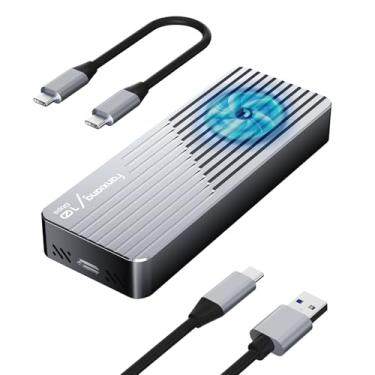 Imagem de fanxiang Gabinete SSD com ventilador de refrigeração, USB 3.2 geração 2 (10 Gbps), gabinete SSD M.2 NVME/SATA, adaptador/leitor USB, gabinete M.2, suporta teclas M e B+M e SSDs tamanho 2230/2242/2280,