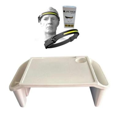 Imagem de Bandeja Mesa Colo Apoio Comer Refeição Cama Suporte Notebook + Luminár