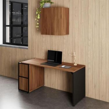 Imagem de Mesa Escrivaninha 1,5m c/ Balcão e Armário Aéreo 2 Portas F5 - F5 Offi