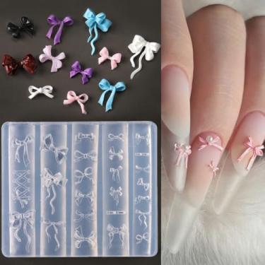Imagem de LIFOOST Laços de fita de silicone molde de unha com laço em relevo ferramentas de molde de arte de unhas modelos de escultura 3D para mulheres meninas acessórios de manicure