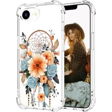 Imagem de Hungo Capa compatível com iPhone 16e 2025 para mulheres, meninas, design claro, bonito, feminino, designer de pele, apanhador de sonhos, flores