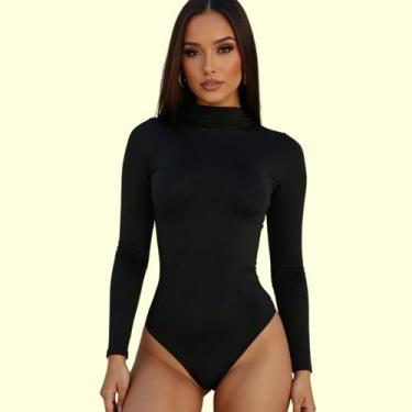 Imagem de Body Feminino Manga Longa Blusa  Adulto Liso Alta Qualidade - Faby Fas