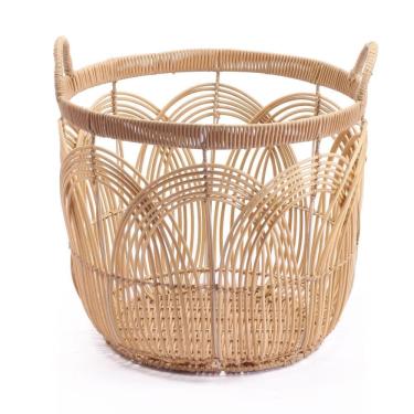 Imagem de Cesto Redondo 40Cm Com Alças Arcos Palha Rattan - Oikos