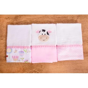 Imagem de Kit 3 Peças Fralda De Boca Para Bebê - Miguel Baby, Vaquinha