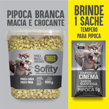 Imagem de Milho pipoca branca sofity pote 900g pote cinza - lttalimentos
