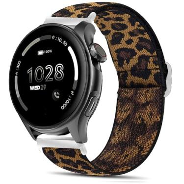 Imagem de Pulseira de relógio inteligente Cubitt Viva Pro, pulseira de substituição ajustável de nylon elástico Lamshaw compatível com relógio inteligente Cubitt Viva Pro, Viva, Aura Pro, Aura (leopardo