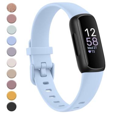 Imagem de Meliya Pulseiras para Fitbit Inspire 3 para mulheres e homens, pulseiras esportivas de substituição de silicone macio ajustáveis compatíveis com Fitbit Inspire 3 Fitness Tracker (azul bebê)