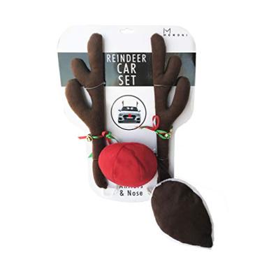 Imagem de MOMONI Kit de carro de rena premium, chifres, nariz, cauda - conjunto de rudolph rena decoração de Natal acessórios automotivos para carro