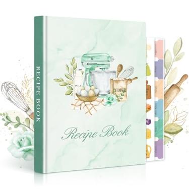 Imagem de Lanpn Diário de receitas em branco para 70 receitas, caderno de culinária vazio A5 impermeável para organizar sua receita familiar, livro de receitas de capa de couro com adesivos para escrever em