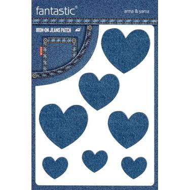 Imagem de Patch jeans com coração azul índigo para jeans – Reparação durável e remendo decorativo para jaquetas, calças e roupas jeans – Aplique de tecido fácil sem costura