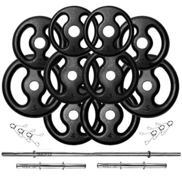 Imagem de Kit 30Kg em Anilhas E 2 Barras 40cm e 1 Barra 1,20m - SEPO