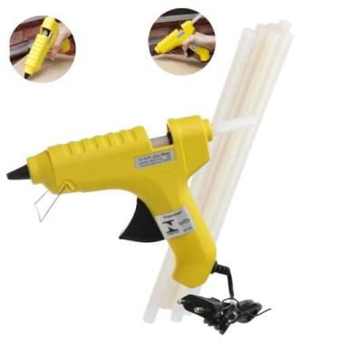 Imagem de Kit Pistola De Cola Quente Bivolt Profissional 15w e 7 Bastões De Cola