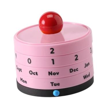 Imagem de KiBcsLic Calendário de mesa, calendário perpétuo acrílico rotativo, planejador mensal de desktop para presente de professora em casa presente para colegas de, Rosa
