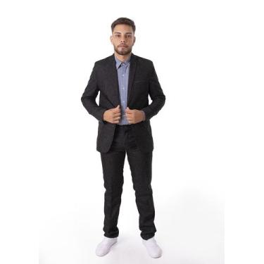 Imagem de Terno Oxford Slim Masculino Social 9 Cores - Paleto+Calça Alves Alfaia