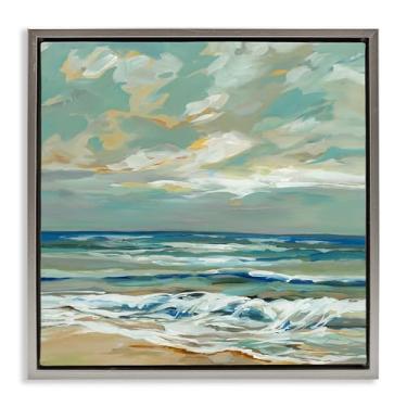 Imagem de Stupell Industries Restless Beach Waves & Clouds Gray Framed Floater Canvas Wall Art Design por Liz Jardine, 25 x 25