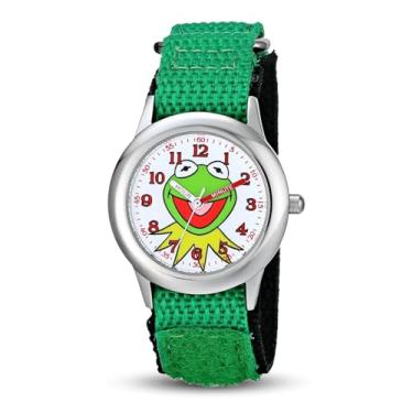 Imagem de Disney Relógio infantil W001623 The Muppets Kermit de aço inoxidável com pulseira de nylon