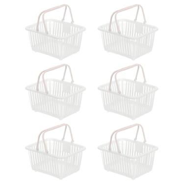 Imagem de PATIKIL 6 peças de cesta pequena de plástico, mini cesta de armazenamento de mercearia pequenas cestas de compras com alças organizador de água filtrada para organizar brinquedos, ovos, frutas