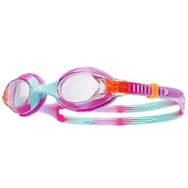 Imagem de TYR Óculos de natação infantil Swimple Tie-Dye – Óculos de natação não espelhados para treinamento competitivo e recreação – Antinevoeiro, proteção UVA/UVB, vedação impermeável – transparente/rosa