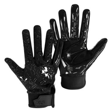 Imagem de SLEEFS Luvas de futebol infantil para meninos e meninas, luvas de futebol com bandeira de receptor adesivas pretas para crianças de 5 a 12 anos, ajuste elástico, não escorrega, aderência perfeita