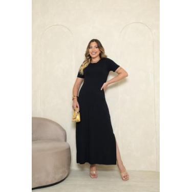 Imagem de Vestido Longo em malha Premium com Fendas Laterais. - Deluthi, M, Mars