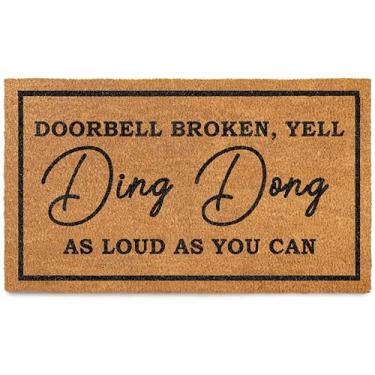 Imagem de MAINEVENT Tapete de porta de campainha Ding Dong 76 x 43 cm, tapete de boas-vindas quebrado, campainha quebrada, tapete de boas-vindas engraçado