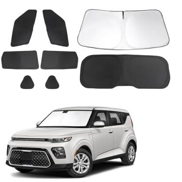 Imagem de TINGLU Persianas de janela para Kia Soul 2020-2024 2025 acessórios lado do carro janelas completas para-brisa para-sol raios UV proteção de privacidade para acampamento 8 peças