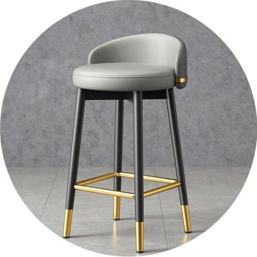 Imagem de Banqueta Redonda Ajustável Cadeira De Bar De Metal Moderna Alta Para Balcão De Cozinha E Banquetas De Bar De Sala De Jantar Com Encosto, Assento De Couro Pu, Estrutura Preta, Ap, Gray, 75 cm