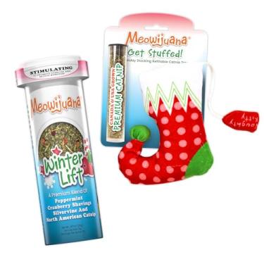 Imagem de Meowijuana | Pacote de pelúcia | Compre meias de pelúcia e levante de inverno | Promove a saúde do gato e brincadeira | Inclui erva de gato orgânica | Aprovado para amantes de gatos e felinos