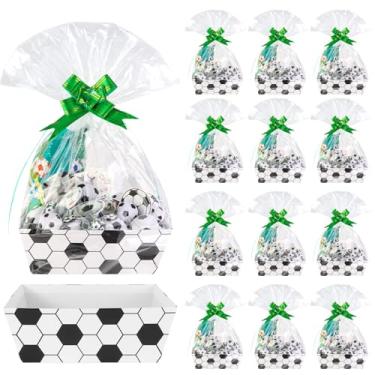 Imagem de Kolewo4ever Pacote com 36 cestas de futebol para presentes, cestas vazias de futebol para idosos, 20,3 x 25,4 cm, kit de cesta de presente para presentes vazios para encher para lembrancinhas de festa