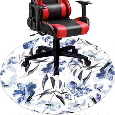 Imagem de Tapete de cadeira de escritório com flores, textura de flor, tapete de cadeira de mesa para piso de madeira de escritório em casa, protetor de piso de pilha baixa, redondo 119 cm