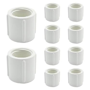 Imagem de Aynaxcol 10 peças de adaptador de acessórios de tubulação de PVC de rosca fêmea para fêmea de 0,5 polegadas, adaptadores de PVC resistentes à corrosão, acessórios de conexão para sistemas de irrigação