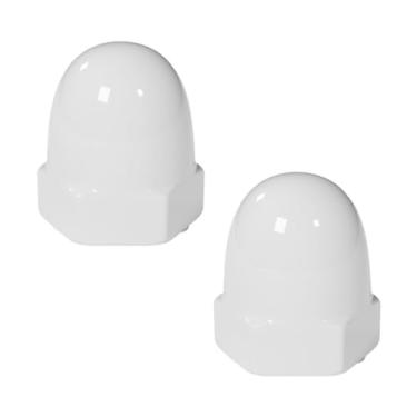 Imagem de Ioensy 2 peças de tampas de parafuso de cerâmica para vaso sanitário, elegantes, práticas e úteis para decoração de banheiro, Branco