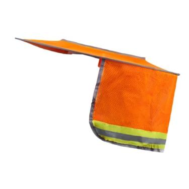 Imagem de YsXoWiui Protetor solar para capacete de segurança, aba larga, à prova de, com faixas refletivas, proteção para pescoço, proteção para pescoço, capacete de, Laranja