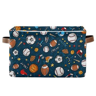 Imagem de FZDXZJJ Esporte Bola Beisebol Basquete Cestas De Armazenamento Caixas Decorativas Futebol Cubos Dobráveis Organizadores Com Alças Para Prateleira Berçário Armário Escritório Casa