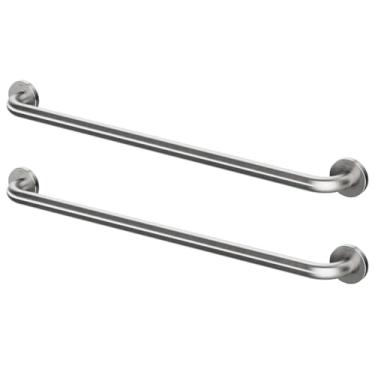 Imagem de Kit 2 Barras de Apoio Banheiro Aço Inox 80cm Barra de Segurança e Acessibilidade para Idosos e Cadeirantes Fixação na Parede