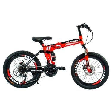 Imagem de Bicicleta Aro 20 Bike 21 Vel Marchas CityFold Freio a Disco Quadro Aço Carbono Cor Vermelho Preto - WCT FITNESS