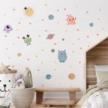 Imagem de Adesivo Decorativo Infantil Tema ET Monstrinhos Espaço Lavável Seguro Fácil Aplicação Para Quarto Bebê Criança Área Kids