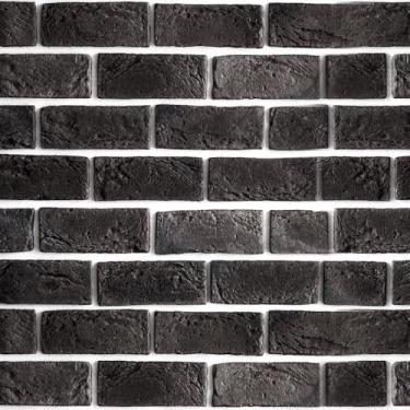 Imagem de Papel de Parede Tijolinhos Preto Efeito 3D Autocolante Lavável 3m