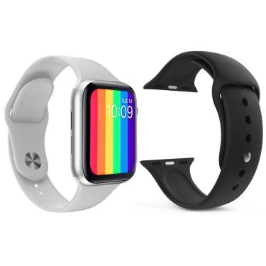 Imagem de Kit 1 Smartwatch Iwo12 Lite Branco + 1 Pulseira Preto