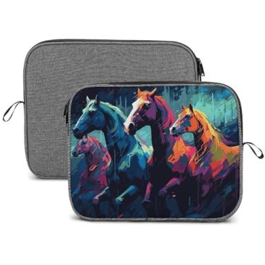 Imagem de Capa para laptop, impermeável, resistente a choques, bolsa protetora para notebook, leve, multicolorida, cavalo, viagem, estojo compatível com laptop de 13 a 14 polegadas