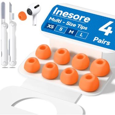Imagem de 4 pares de pontas auriculares de substituição para AirPods Pro 2ª/1ª geração com caixa de armazenamento portátil, orifício de redução de ruído com tela protetora de poeira integrada, pontas