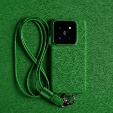 Imagem de Capa de couro de luxo para Xiaomi 14T Pro 14pro 13pro 11T 13Ultra com alça transversal e cordão, verde, para Xiaomi 11 Ultra