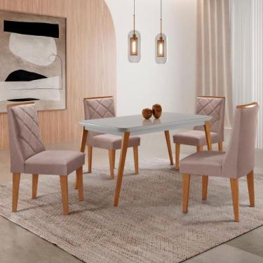 Imagem de Mesa de Jantar Copper 120cm Tampo Canto MDF Vidro com 4 Cadeiras Isado