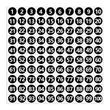 Imagem de Dzrige 10 folhas de adesivos com números consecutivos adesivos autoadesivos de vinil de 1 a 100 etiquetas redondas para escritório, escola, professores, sala de aula, armazenamento de inventário